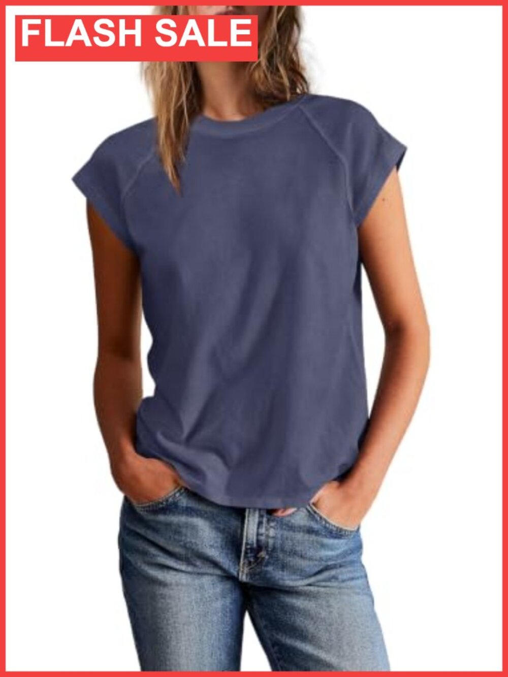 Womens Crewneck Cap Sleeve T-Shirt Soft Stretchy Summer Basic Tee Casual Top